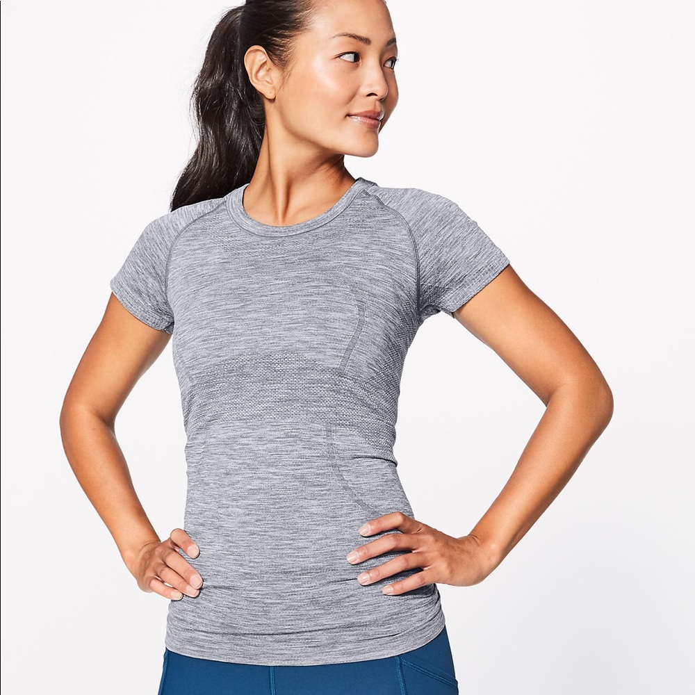 Lululemon Swiftly Tech SS crew, slate/white sz. 2